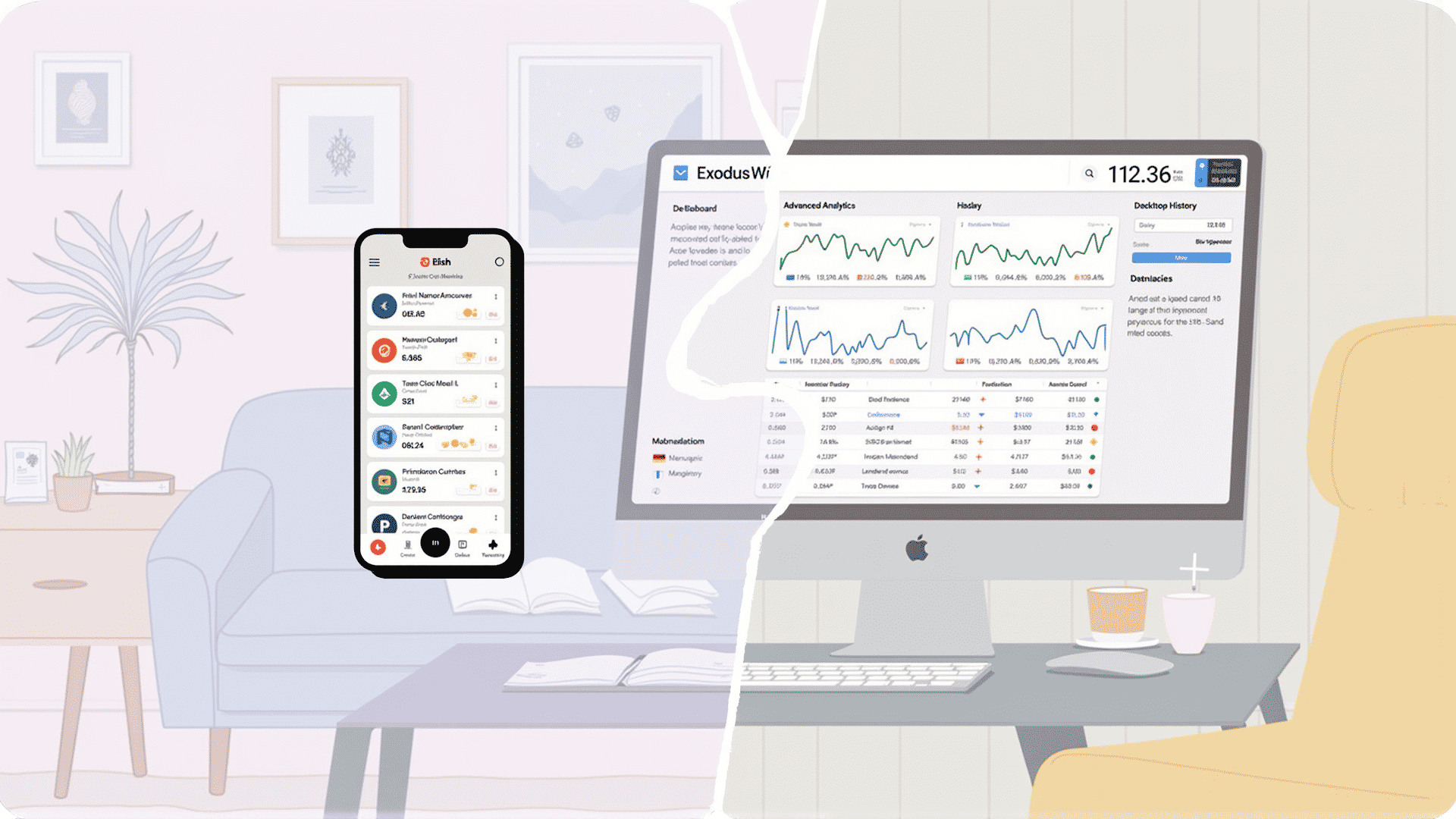 Compare Exodus Wallet on mobile and desktop